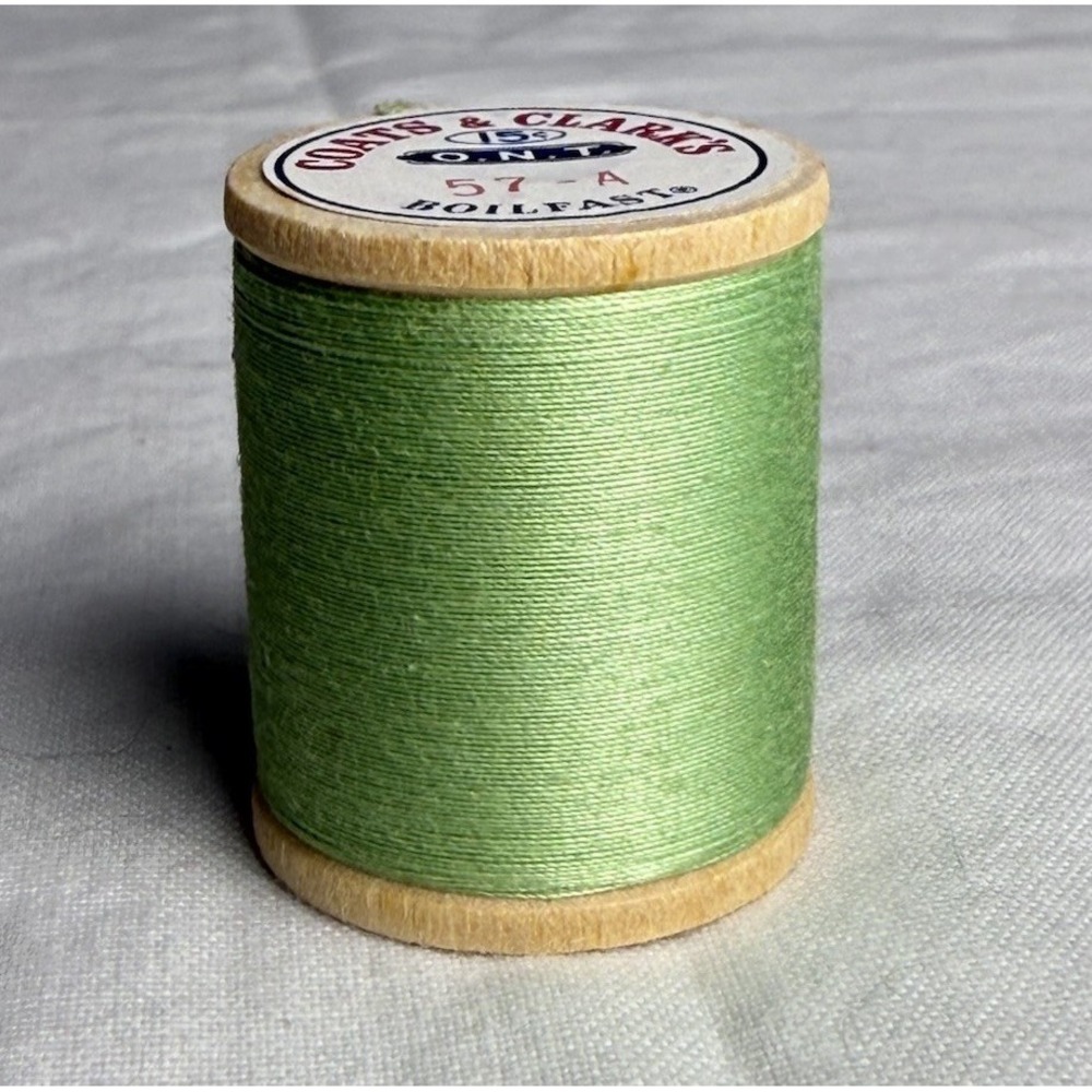 Vintage NEW Coats & Clark's 125 Yards #57-A Dark Nile Green Thread Wooden Spool